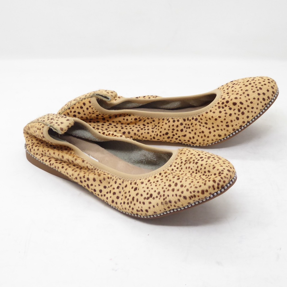 Chelsea & Violet Ruby Flats 6M Tan Brown Cow Hair Animal Print Ballet Shoes
